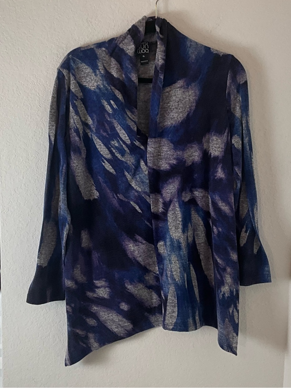 CLARA SUNWOO Purple and Blue KnitV neck Sweater boho artsy lagenlook xl